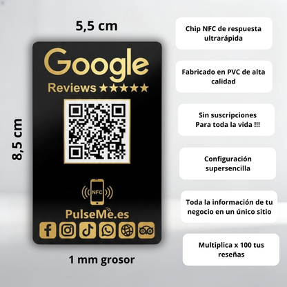 Pulseme® Tarjeta NFC +QR Negra. Sin Cuotas.