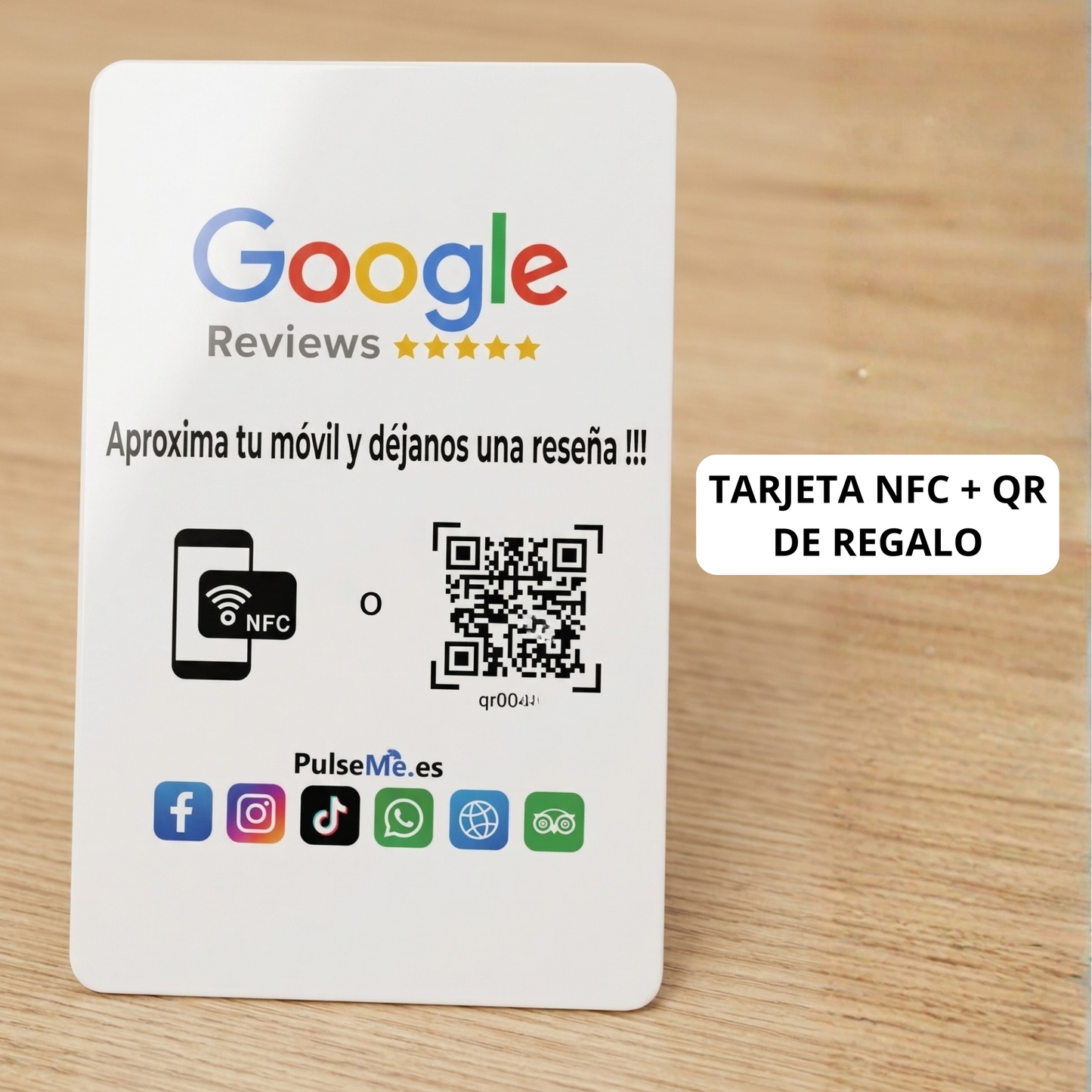 Pulseme Soporte Acrílico NFC+QR Premium. Con tarjeta NFC + QR. Sin Cuotas.
