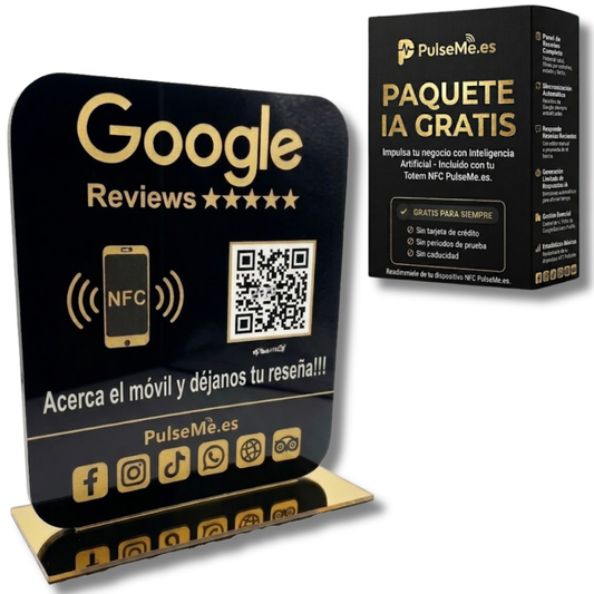 Pulseme Soporte Acrílico Negro NFC+QR Premium. Sin Cuotas.
