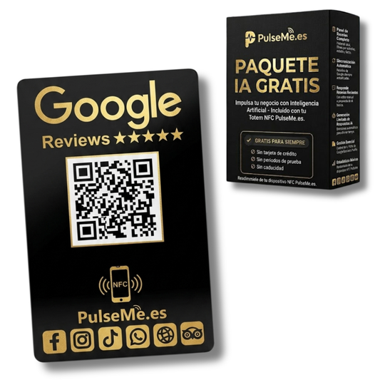 Pulseme® Tarjeta NFC +QR Negra. Sin Cuotas.