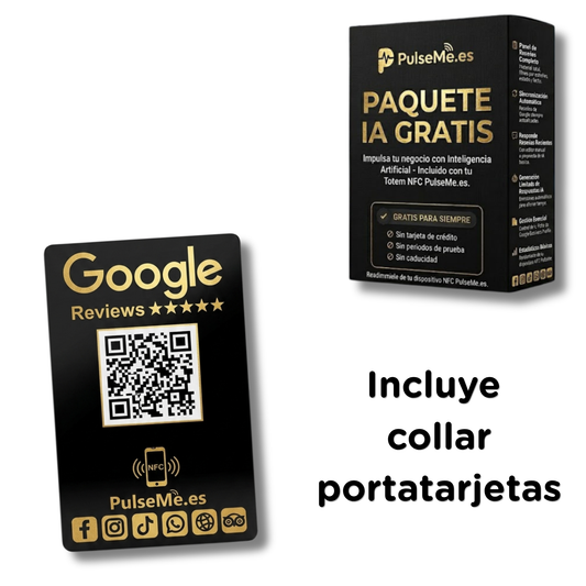 Pulseme® Tarjeta NFC +QR Negra. Sin Cuotas.