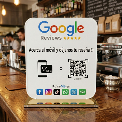 Pulseme Soporte Acrílico Rosa NFC+QR Premium. Sin Cuotas.