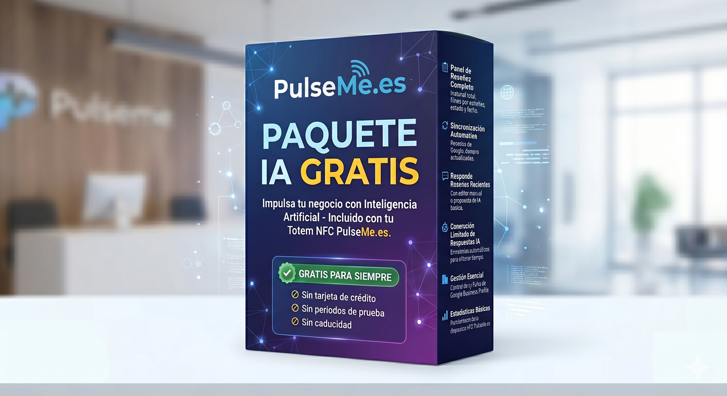 Pulseme® Tarjeta NFC +QR Negra. Sin Cuotas.