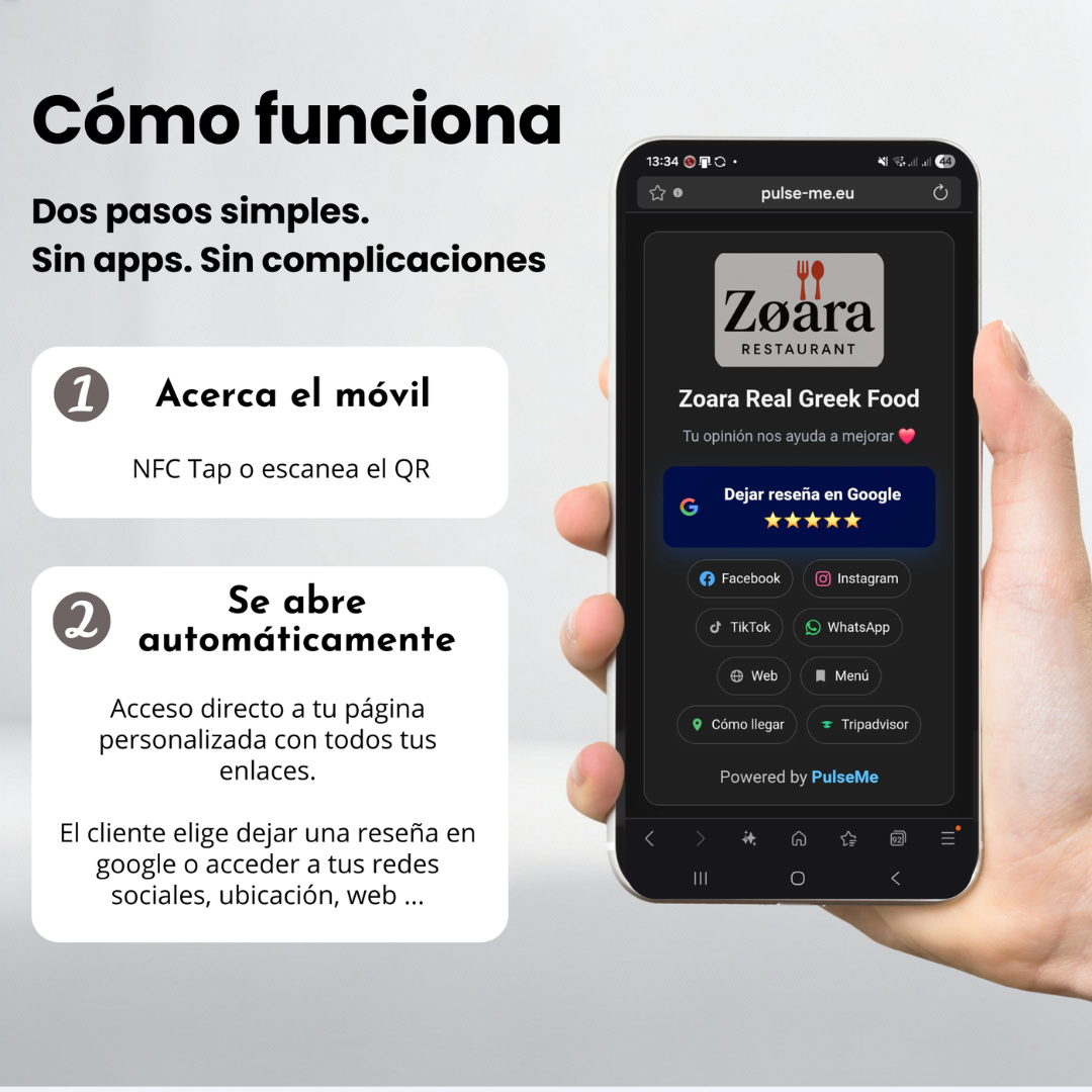 Pulseme® Soporte NFC+QR. Sin Cuotas.